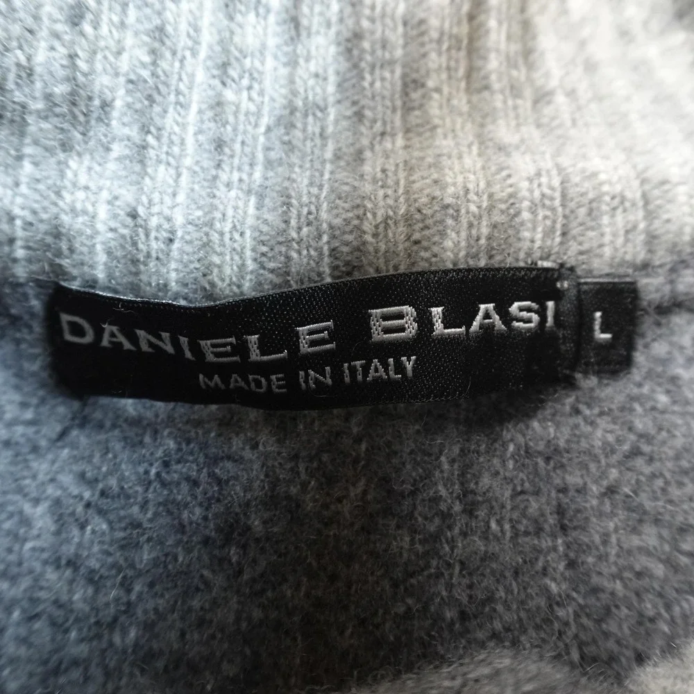 Daniele Blasi Sweater Mens L Gray Wool Henley Waffle Knit Thermal Pullover Italy